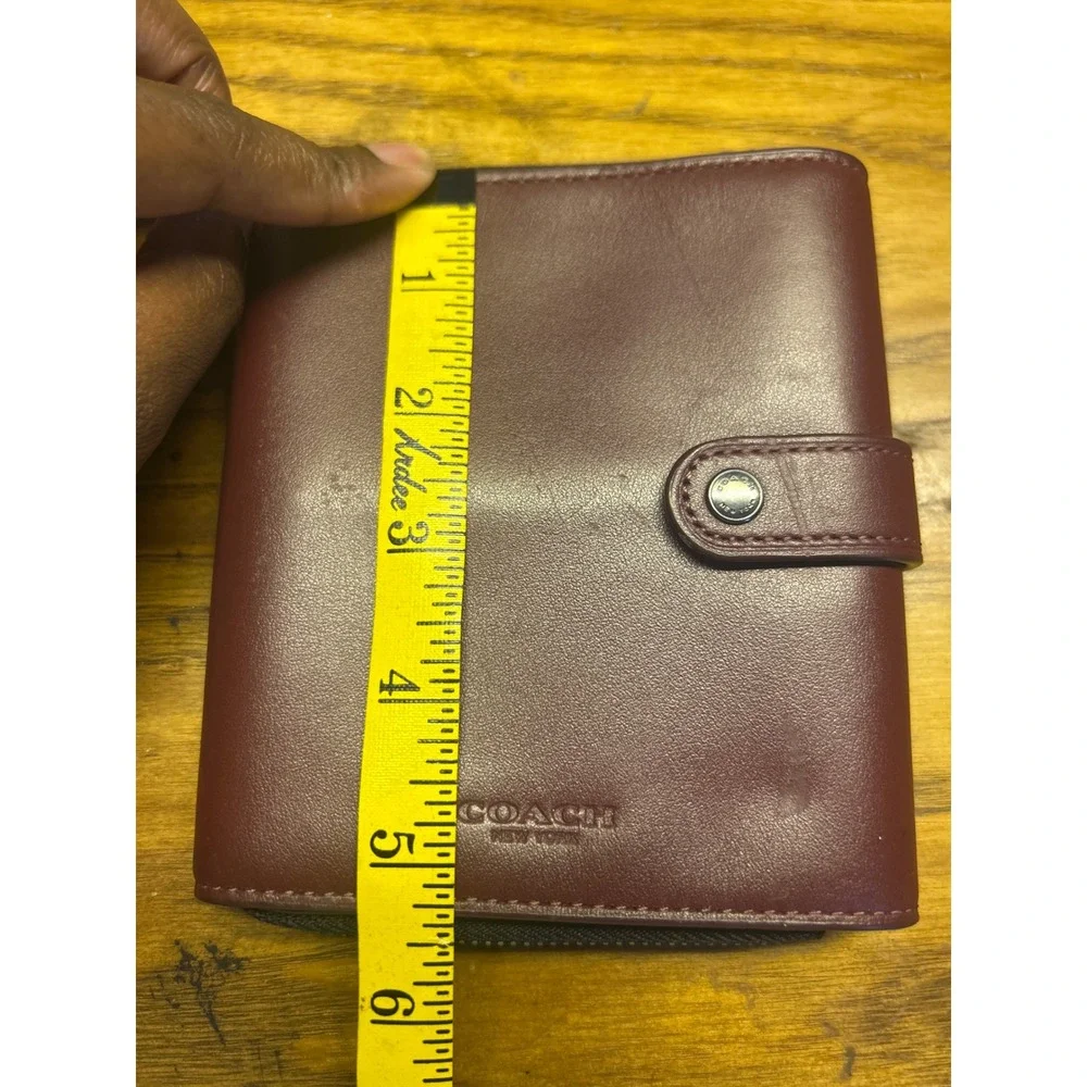 Coach F34868 Cord Wallet Cardinal Red Burgundy Leather Zip Leather Bifold